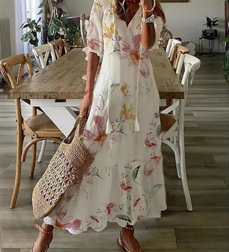 Élodie™ — Elegáns virágmintás maxi ruha