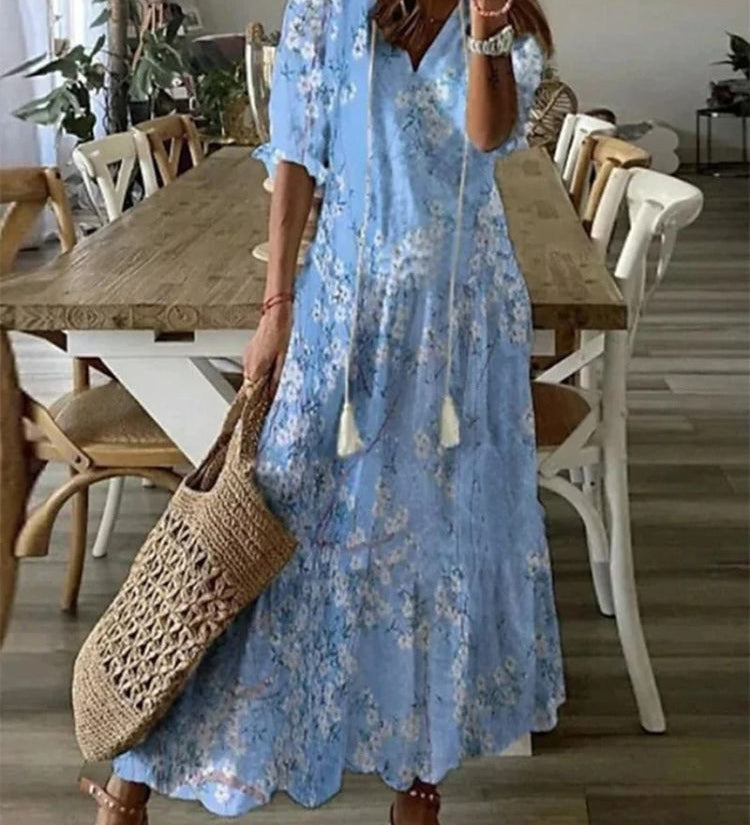Élodie™ — Elegáns virágmintás maxi ruha