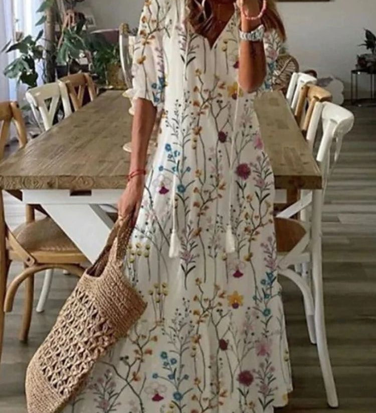 Élodie™ — Elegáns virágmintás maxi ruha