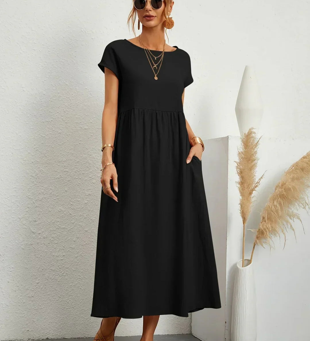Gabrielle™ — Midi elegáns, folyékony ruha