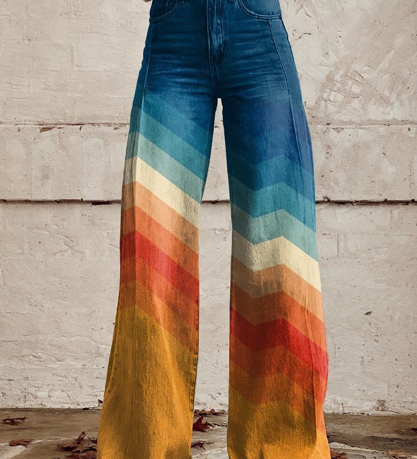 Léa - Elegáns Retro-Zigzag Nadrág